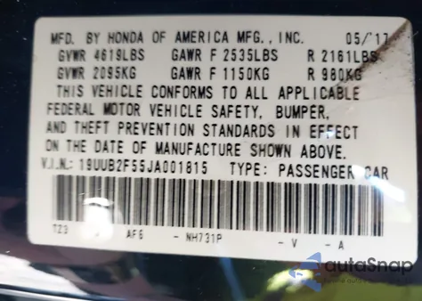 2018 Acura Tlx Tech Pkg from USA, damaged, VIN 19UUB2F55JA001815